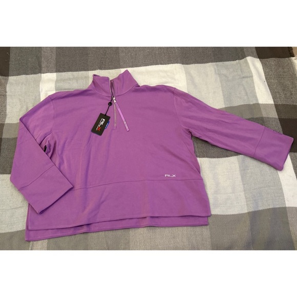 NWT RLX Ralph Lauren purple quarter zip golf sweater women’s sz L - Picture 2 of 6